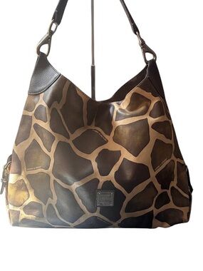 Dooney & Bourke Brown Giraffe-Print Leather Shoulder Bag